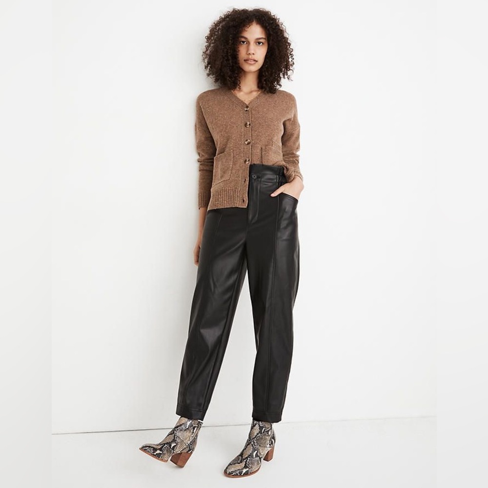 NWOT Madewell Black Vegan Leather Paper Bag Waist Pants